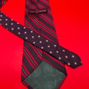 Tommy Hilfiger Navy and Red Star Striped Tie